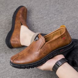 image-Black Chef Non-slip Waterproof Work Shoes Soft Bottom And Wear Resistance Casual Leather Shoes Men