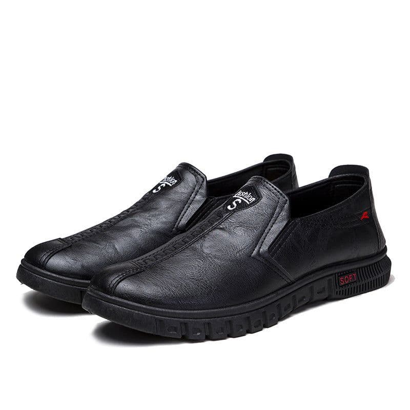 image-Black Chef Non-slip Waterproof Work Shoes Soft Bottom And Wear Resistance Casual Leather Shoes Men