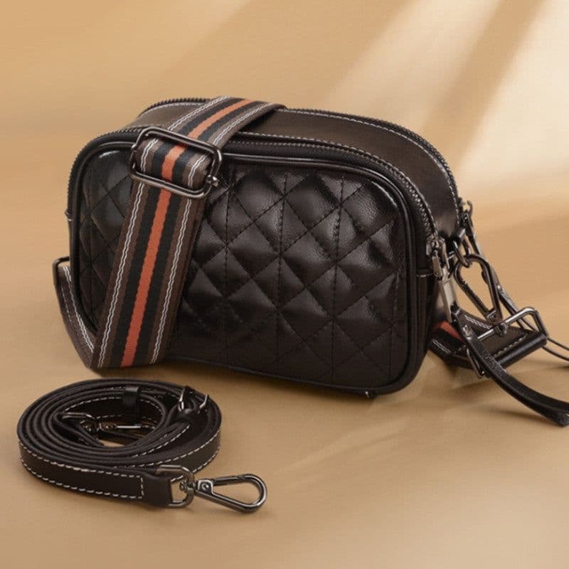 image-Luggage Leather Small Solid Color Square Bag Leather Sewing Line Women's Cross-body Bag