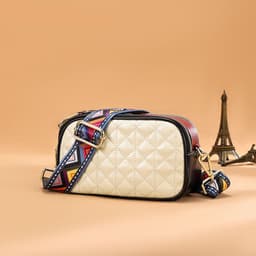 image-Luggage Leather Small Solid Color Square Bag Leather Sewing Line Women's Cross-body Bag