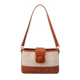image-Summer Fashion Woven Female Niche Korean Style Advanced Texture Letters Hollow Shoulder Bag