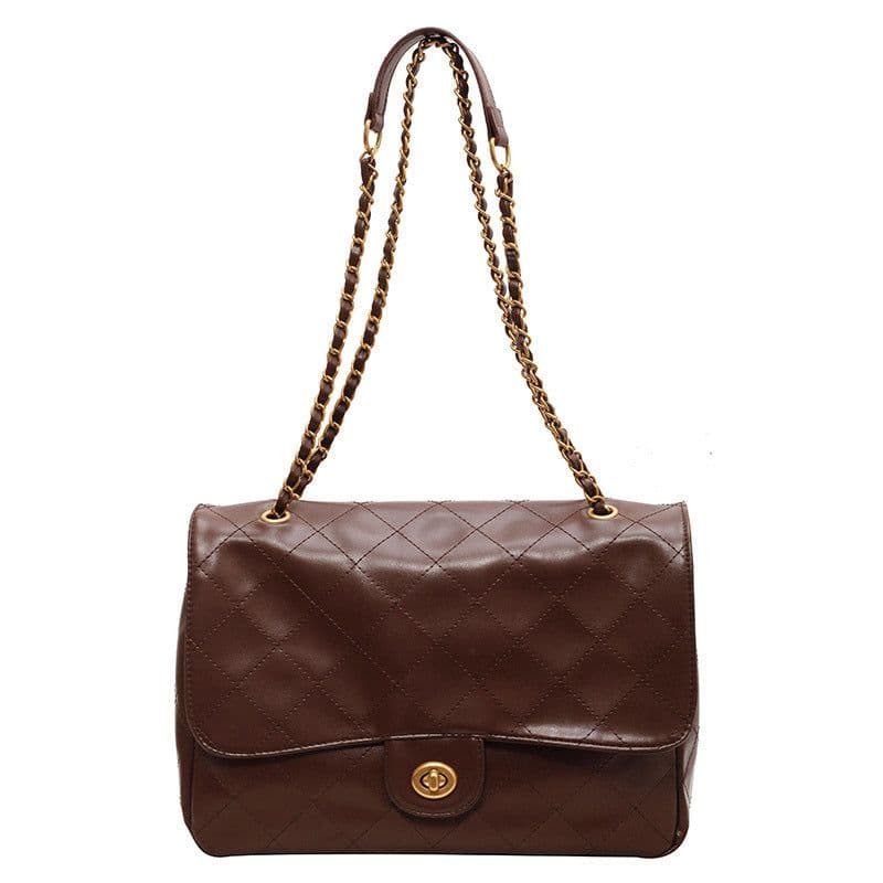 image-Retro Simple Large Capacity Rhombus Chain Bag Underarm Messenger Bag