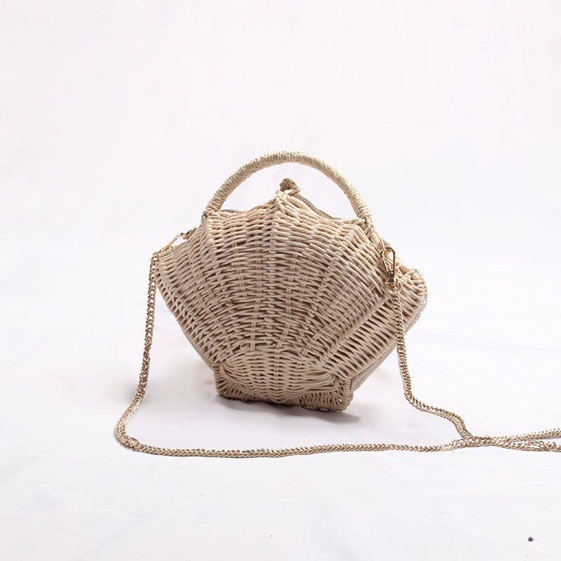 image-Women's Woven Shoulder Handbag Shell-shaped Chain Pouch