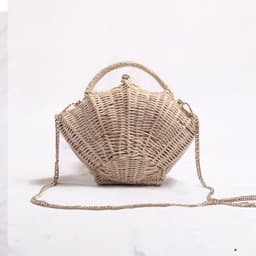 image-Women's Woven Shoulder Handbag Shell-shaped Chain Pouch