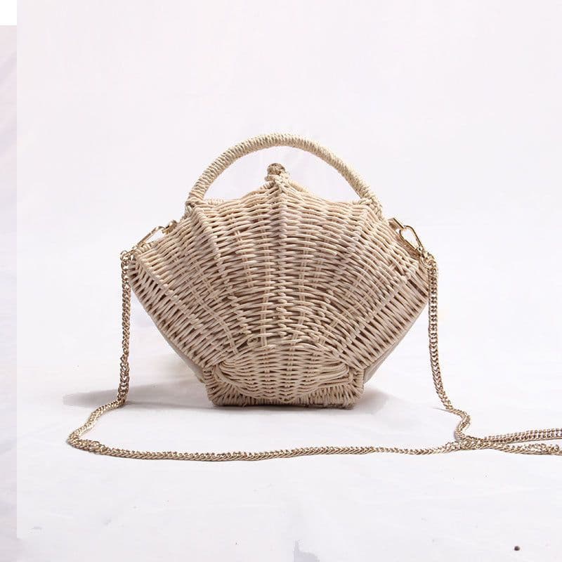 image-Women's Woven Shoulder Handbag Shell-shaped Chain Pouch