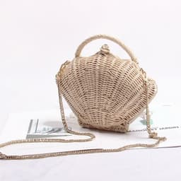 image-Women's Woven Shoulder Handbag Shell-shaped Chain Pouch
