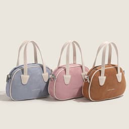 image-South Korea Niche Portable Bowling Contrast Color Frosted Pillow Bag
