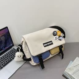 image-Tooling Korean Style Contrast Color Student Shoulder Bag Japanese-style Retro Color Matching