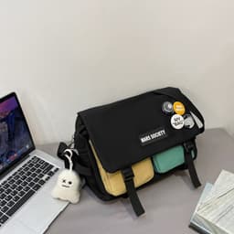 image-Tooling Korean Style Contrast Color Student Shoulder Bag Japanese-style Retro Color Matching