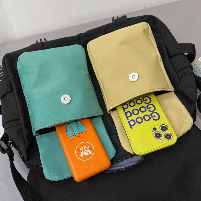 image-Tooling Korean Style Contrast Color Student Shoulder Bag Japanese-style Retro Color Matching