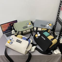 image-Tooling Korean Style Contrast Color Student Shoulder Bag Japanese-style Retro Color Matching