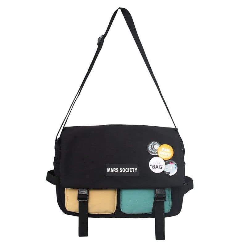 image-Tooling Korean Style Contrast Color Student Shoulder Bag Japanese-style Retro Color Matching