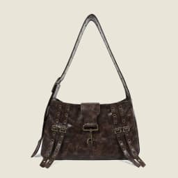 image-Heavy Metal Crossbody Punk Leisure Large Capacity Belt Decoration Big Bag