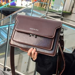 image-Simple PU Small Square Student Fashion Casual All-match Shoulder Bag