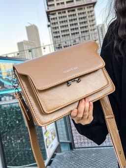image-Simple PU Small Square Student Fashion Casual All-match Shoulder Bag