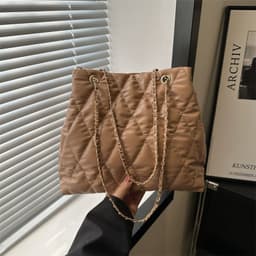 image-Popular Texture Rhombus Embroidery Thread Casual Large Capacity Simple Chain Shoulder Crossbody Underarm Bag