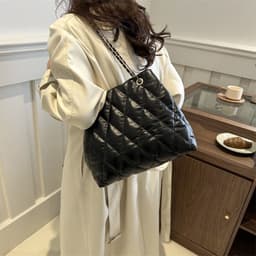image-Popular Texture Rhombus Embroidery Thread Casual Large Capacity Simple Chain Shoulder Crossbody Underarm Bag