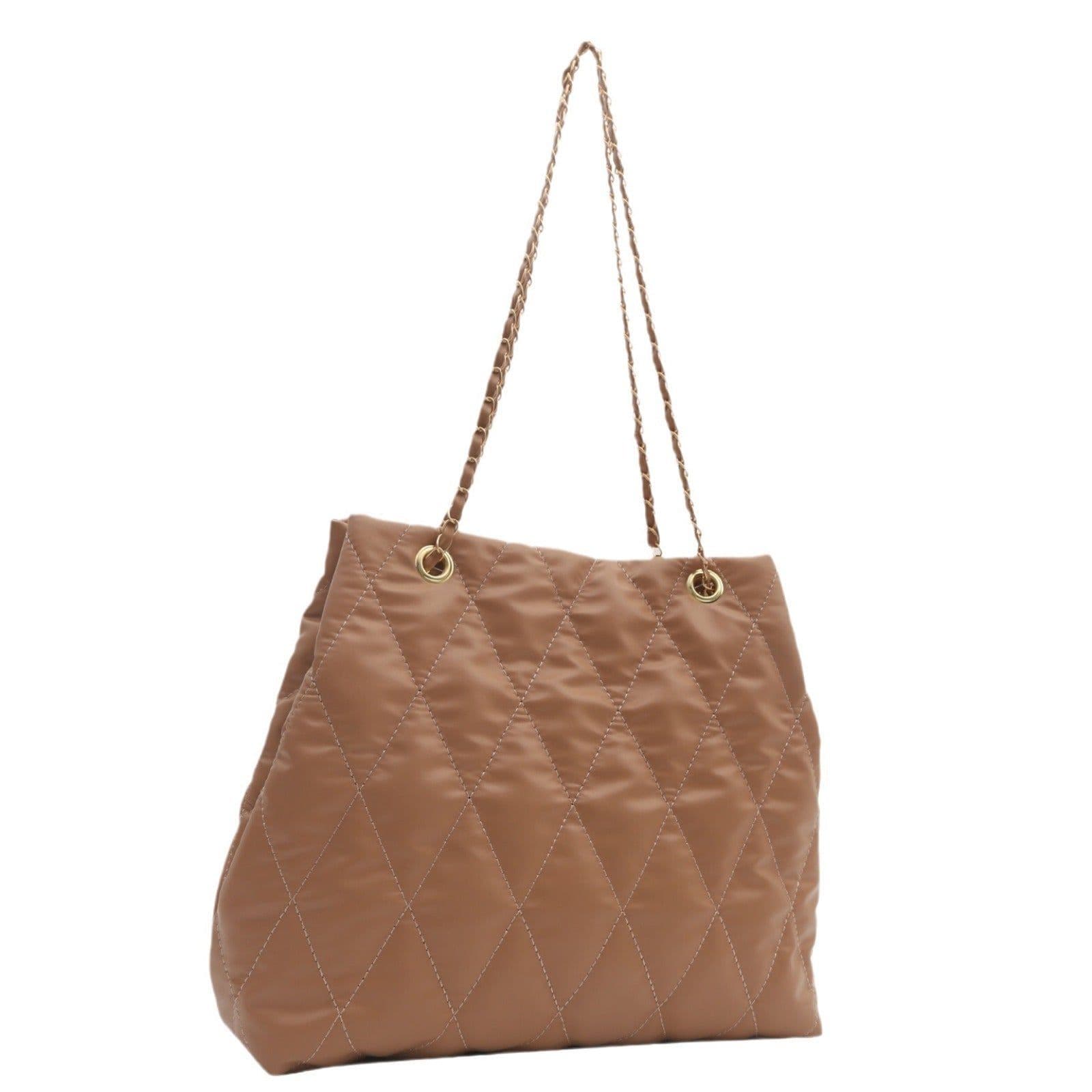 image-Popular Texture Rhombus Embroidery Thread Casual Large Capacity Simple Chain Shoulder Crossbody Underarm Bag