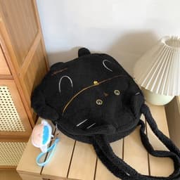 image-Curly Kitten Cute One-shoulder Large Bag Large Capacity Underarm Bag