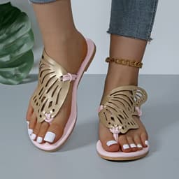 image-Fashion Hollow Butterfly Flip-Flops Summer Sandals For Women Casual Beach Shoes New Low Heel Flat Slides Slippers