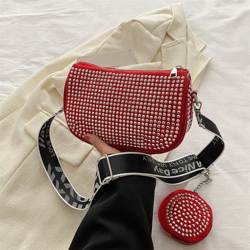 image-Rhinestone Shoulder Bag With Small Purse Fashion Party Underarm Crossbody Bag For Women Luxury Designer Bags
