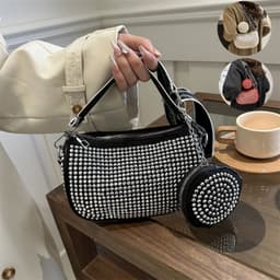 image-Rhinestone Shoulder Bag With Small Purse Fashion Party Underarm Crossbody Bag For Women Luxury Designer Bags