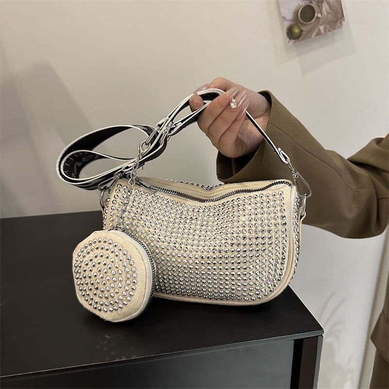 image-Rhinestone Shoulder Bag With Small Purse Fashion Party Underarm Crossbody Bag For Women Luxury Designer Bags