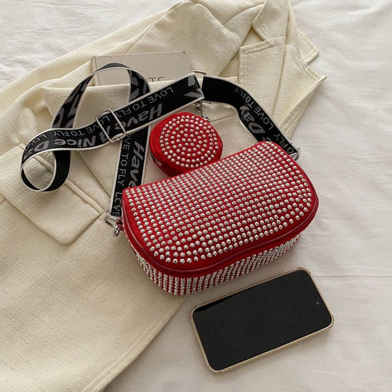 image-Rhinestone Shoulder Bag With Small Purse Fashion Party Underarm Crossbody Bag For Women Luxury Designer Bags