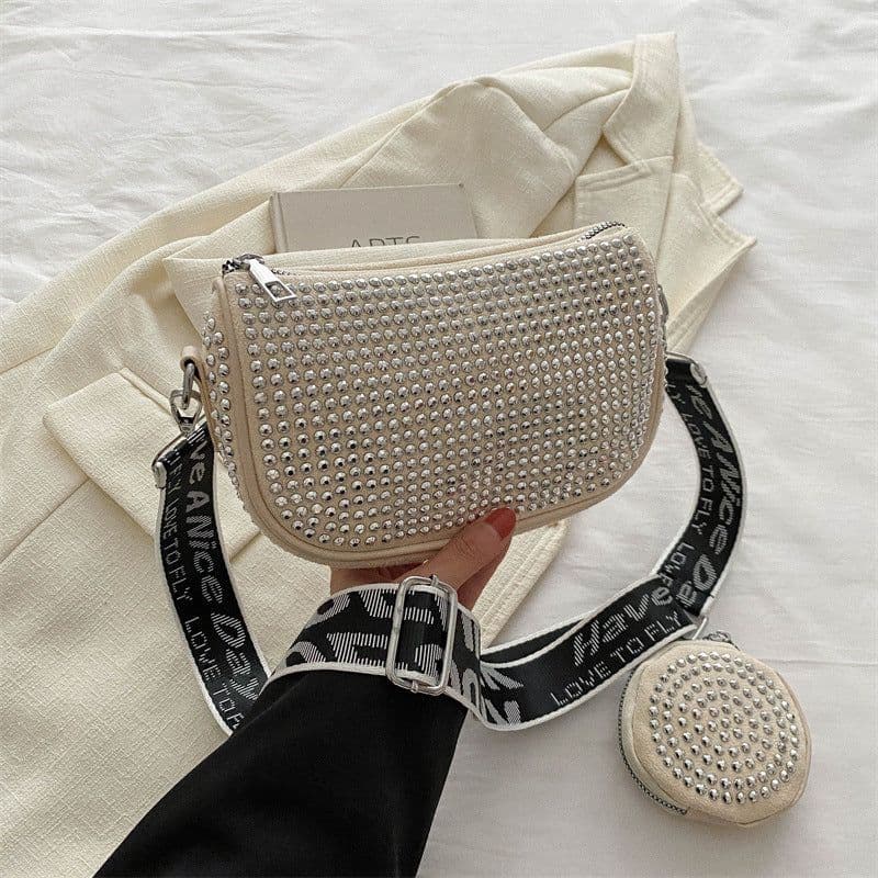 image-Rhinestone Shoulder Bag With Small Purse Fashion Party Underarm Crossbody Bag For Women Luxury Designer Bags