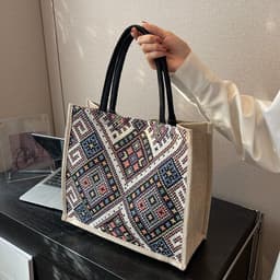 image-Ethnic Style Shoulder Bag Large Capacity Commuter Totes Women Fashion Shopper Bag For Students