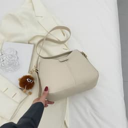 image-Casual Women's Shoulder Bag Fashion Large Capacity Crossbody Bags Women Solid Color Korean Style Simple Bucket Bag