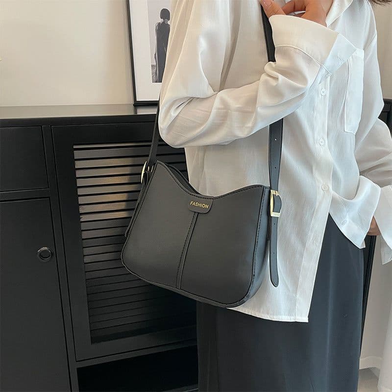 image-Casual Women's Shoulder Bag Fashion Large Capacity Crossbody Bags Women Solid Color Korean Style Simple Bucket Bag