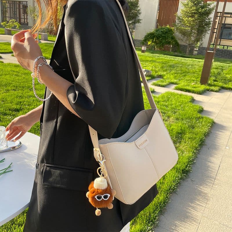 image-Casual Women's Shoulder Bag Fashion Large Capacity Crossbody Bags Women Solid Color Korean Style Simple Bucket Bag