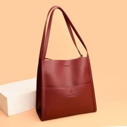 image-Solid Color Shoulder Bag Women's Fashion Large Capacity Handbag Crossbody Shopping Bags