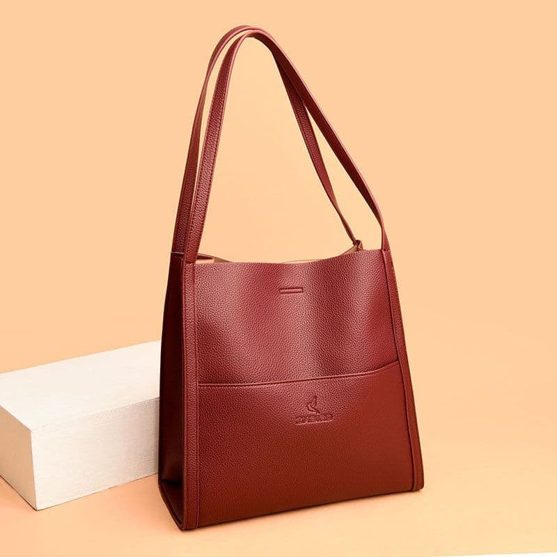 image-Solid Color Shoulder Bag Women's Fashion Large Capacity Handbag Crossbody Shopping Bags