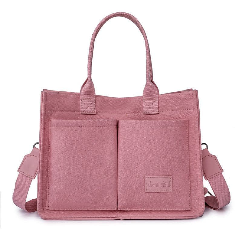 image-New Canvas Shoulder Bag Women Large Capacity Multi-pocket Handbags Casual Crossbody Shopper Bags For Students