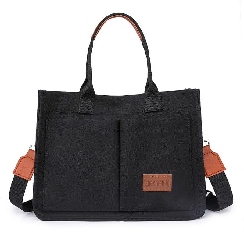 image-New Canvas Shoulder Bag Women Large Capacity Multi-pocket Handbags Casual Crossbody Shopper Bags For Students