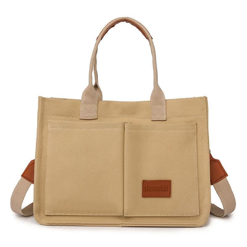 image-New Canvas Shoulder Bag Women Large Capacity Multi-pocket Handbags Casual Crossbody Shopper Bags For Students