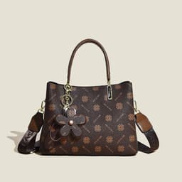 image-Printed Tote Bag With Flower Pendant New Temperament Shoulder Bag For Women Fashion Large-capacity Crossbody Bag