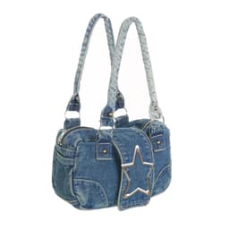 image-Fashion Retro Metal Five-pointed Star Decoration Denim Handbag For Women
