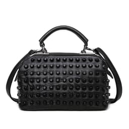 image-Soft Leather Fashion Bucket Portable Rivet Crossbody Bag