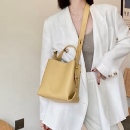 image-Portable Bucket All-match Shoulder Cowhide Portable Women's Bag