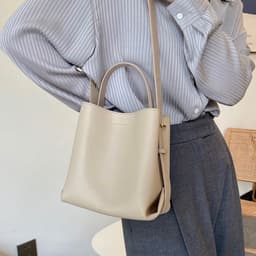 image-Portable Bucket All-match Shoulder Cowhide Portable Women's Bag