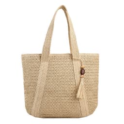 image-Fashion Shoulder Paper String Straw Mahogany Pendant Casual Beach Women's Bag