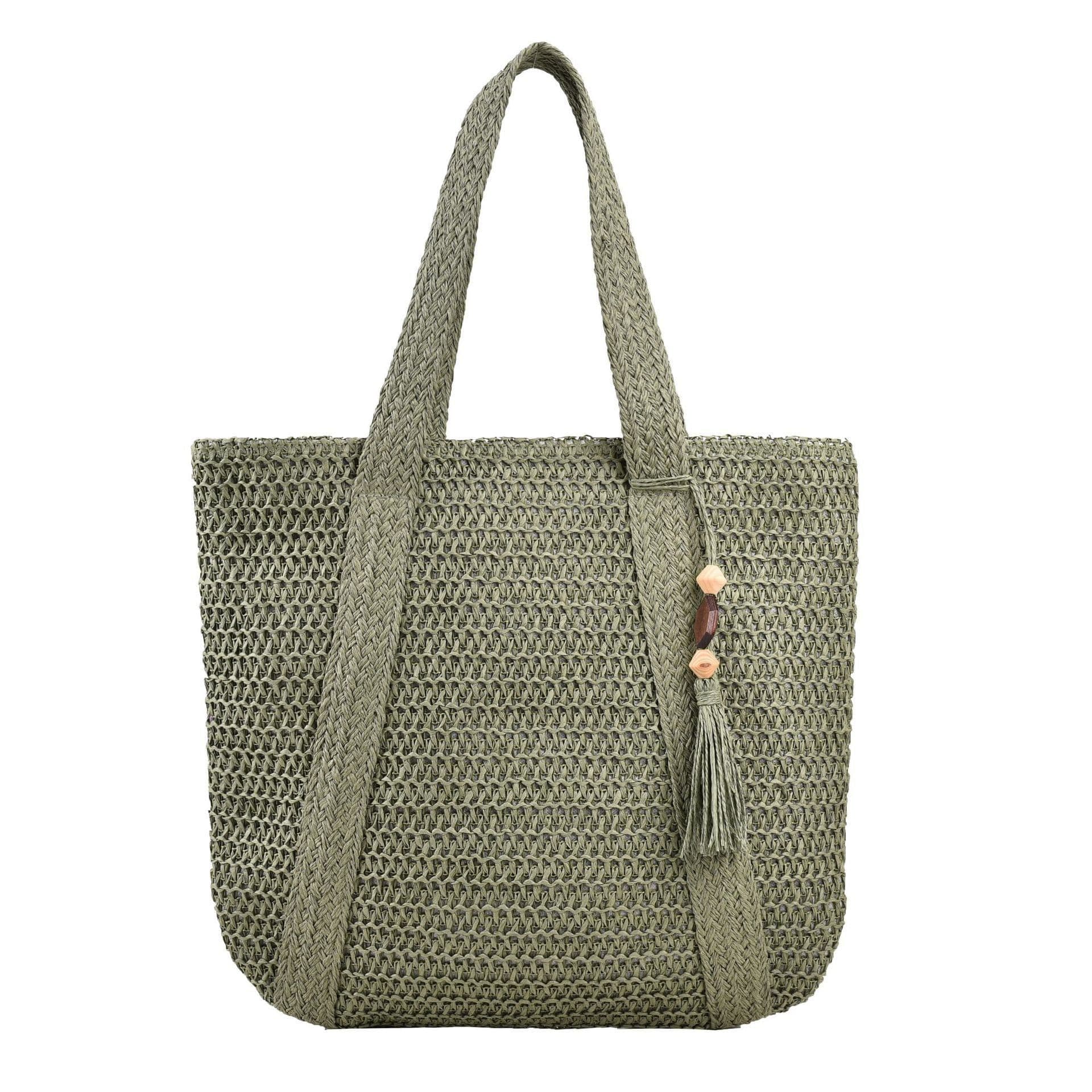image-Fashion Shoulder Paper String Straw Mahogany Pendant Casual Beach Women's Bag