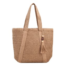 image-Fashion Shoulder Paper String Straw Mahogany Pendant Casual Beach Women's Bag