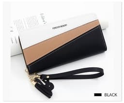 image-Simple Long Color Matching Fashion Coin Purse Card Holder Handbag