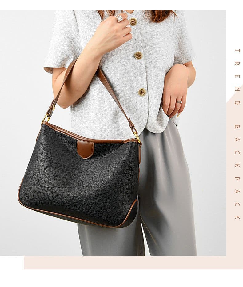 image-Bucket Bag Women's Leather Large-capacity Crossbody Bag