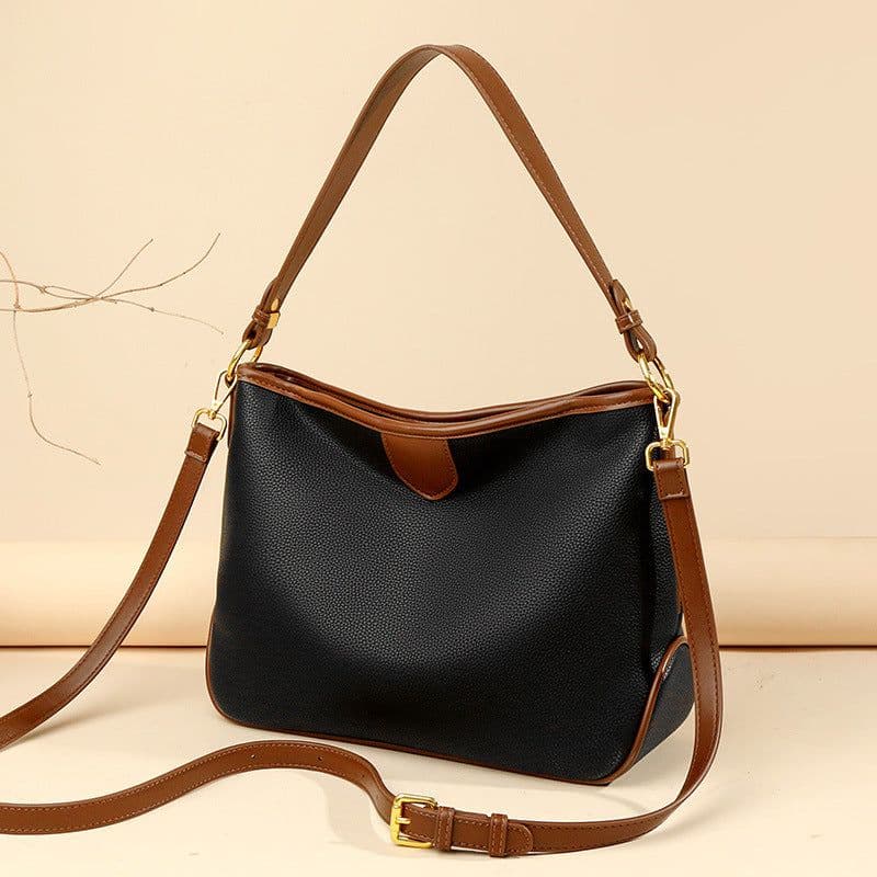 image-Bucket Bag Women's Leather Large-capacity Crossbody Bag