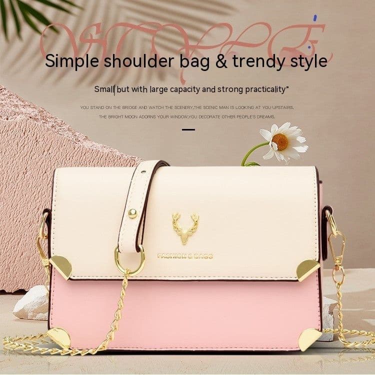 image-Fashion Color Contrast Deer Head Chain Crossbody Bag